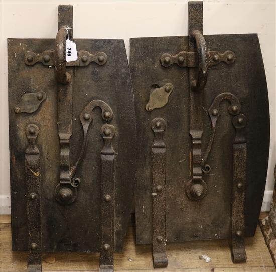 Two wrought and cast iron bread oven doors